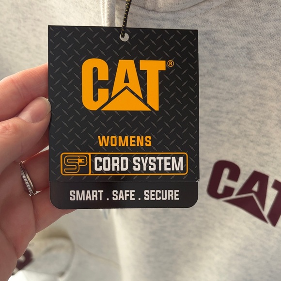 CAT Women's Light Gray Crewneck Hoodie with Maroon Logo - Picture 2 of 8